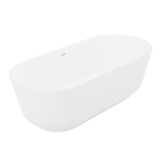 FT-AZ511 - Sabbia Series 71 in. x 32 in. Flat Bottom Solid Surface Freestanding Soaking Bathtub with Center Drain in Matte White