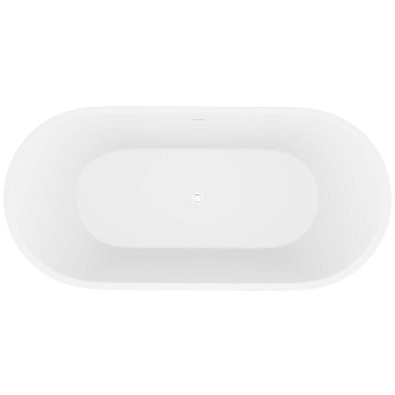 Rossetto Series 67 in. x 28 in. Flat Bottom Solid Surface Freestanding Soaking Bathtub with Center Drain in Matte White