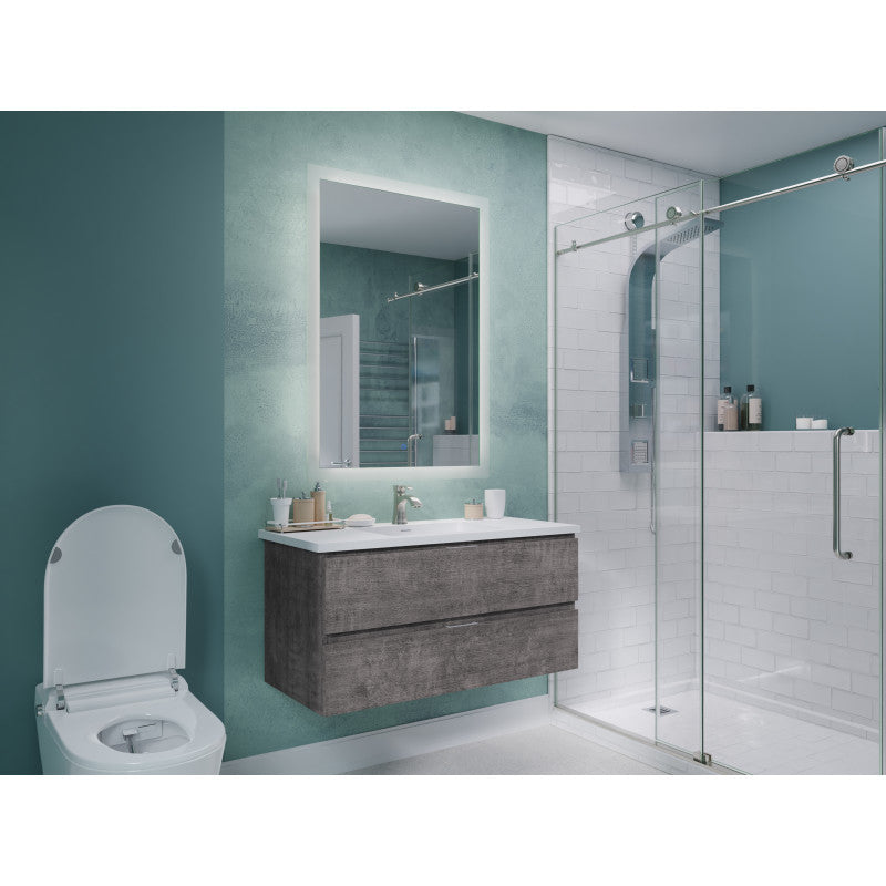 VT-MR3CT39-GY - 39 in W x 20 in H x 18 in D Bath Vanity in Rich Grey with Cultured Marble Vanity Top in White with White Basin & Mirror