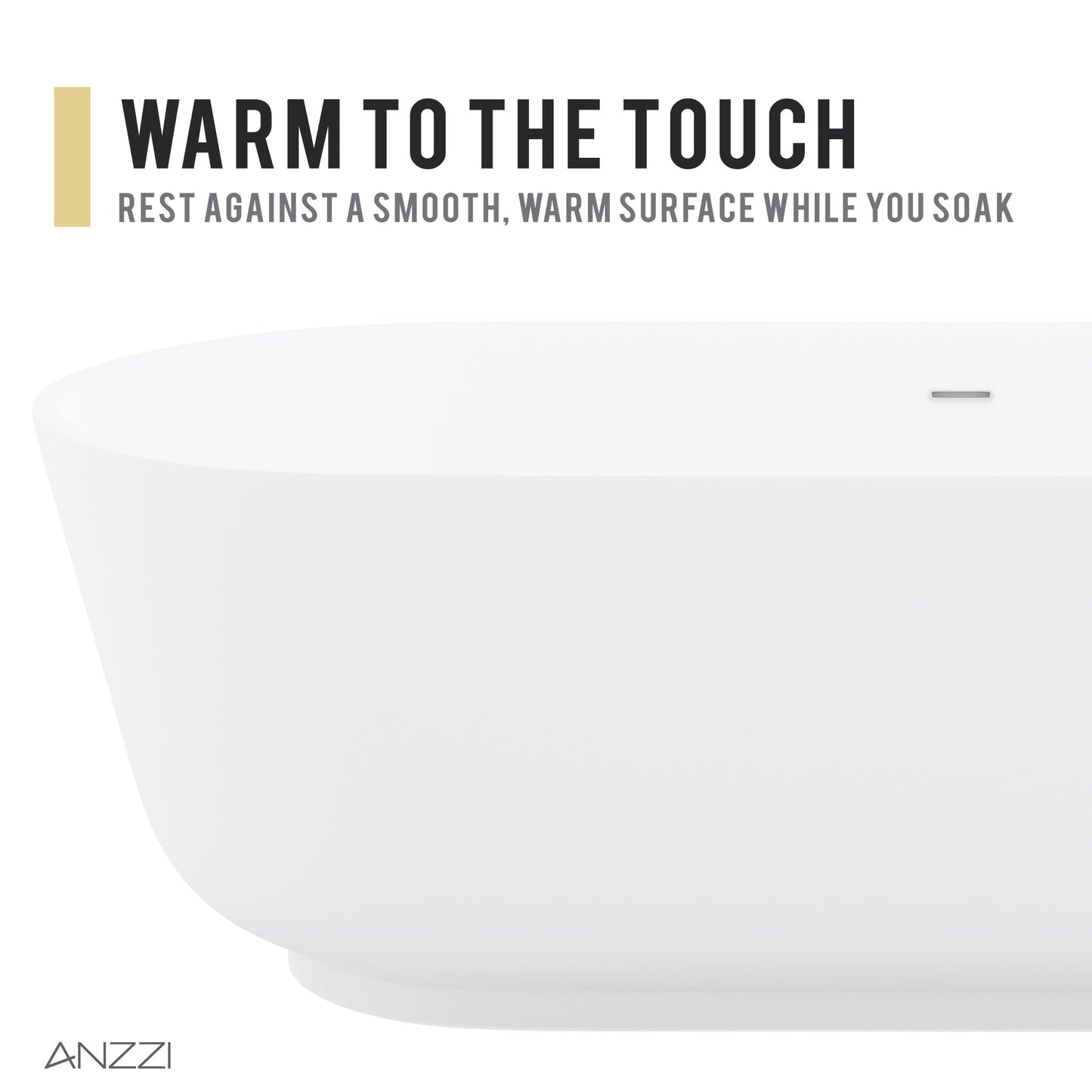 Badi Series 71 in. x 32 in. Flat Bottom Solid Surface Freestanding Soaking Bathtub with Center Drain in Matte White