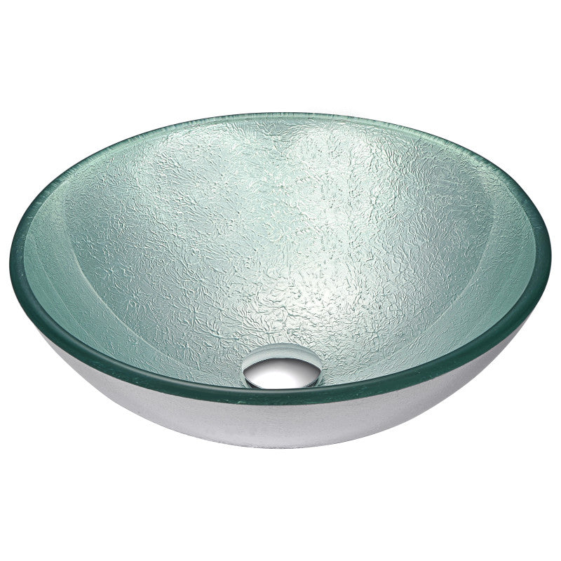 ANZZI Series Deco-Glass Vessel Sink in Churning Silver