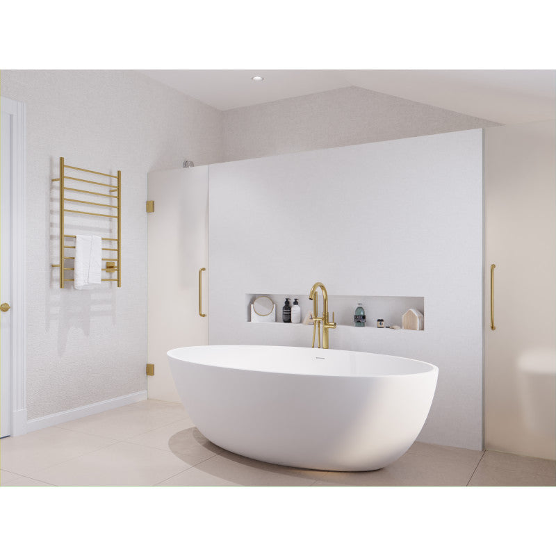 Cestino Series 67 in. x 36 in. Flat Bottom Solid Surface Freestanding Soaking Bathtub with Center Drain in Matte White