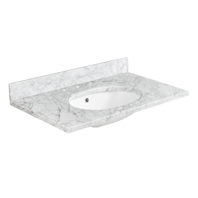 Verona 34.5 in. Carrara White Counter Top with Single Basin