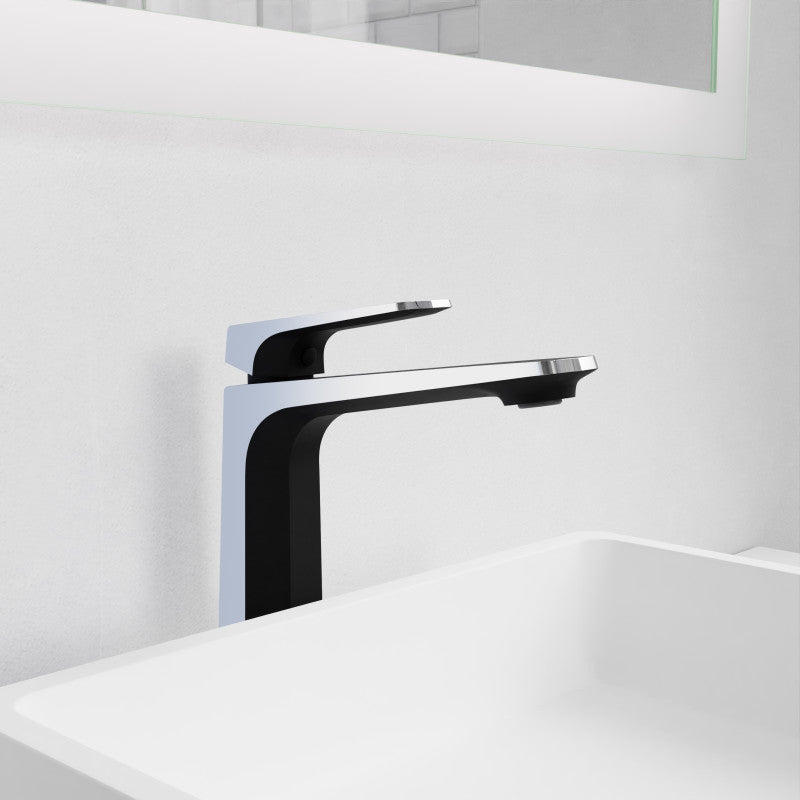 L-AZ904MB-CH - Single Handle Single Hole Bathroom Vessel Sink Faucet With Pop-up Drain in Matte Black & Chrome