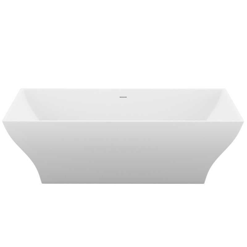 Crema Series 71 in. x 32 in. Flat Bottom Solid Surface Freestanding Soaking Bathtub with Center Drain in Matte White