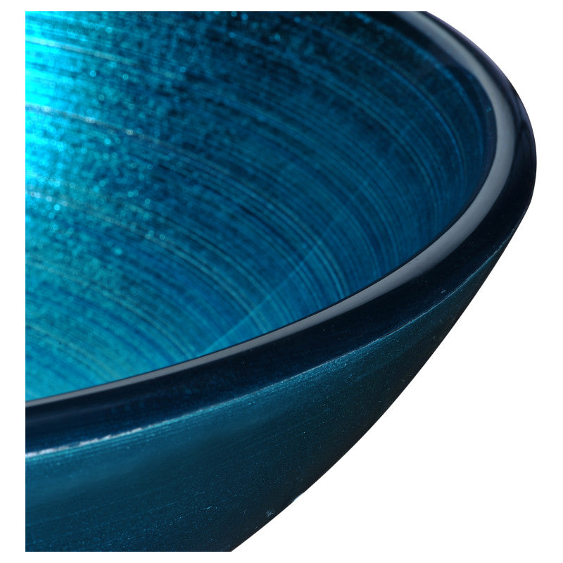 Taba Series Deco-Glass Vessel Sink in Lustrous Blue