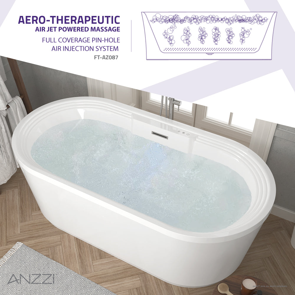 Jetson Series 67" Air Jetted Freestanding Acrylic Bathtub in White