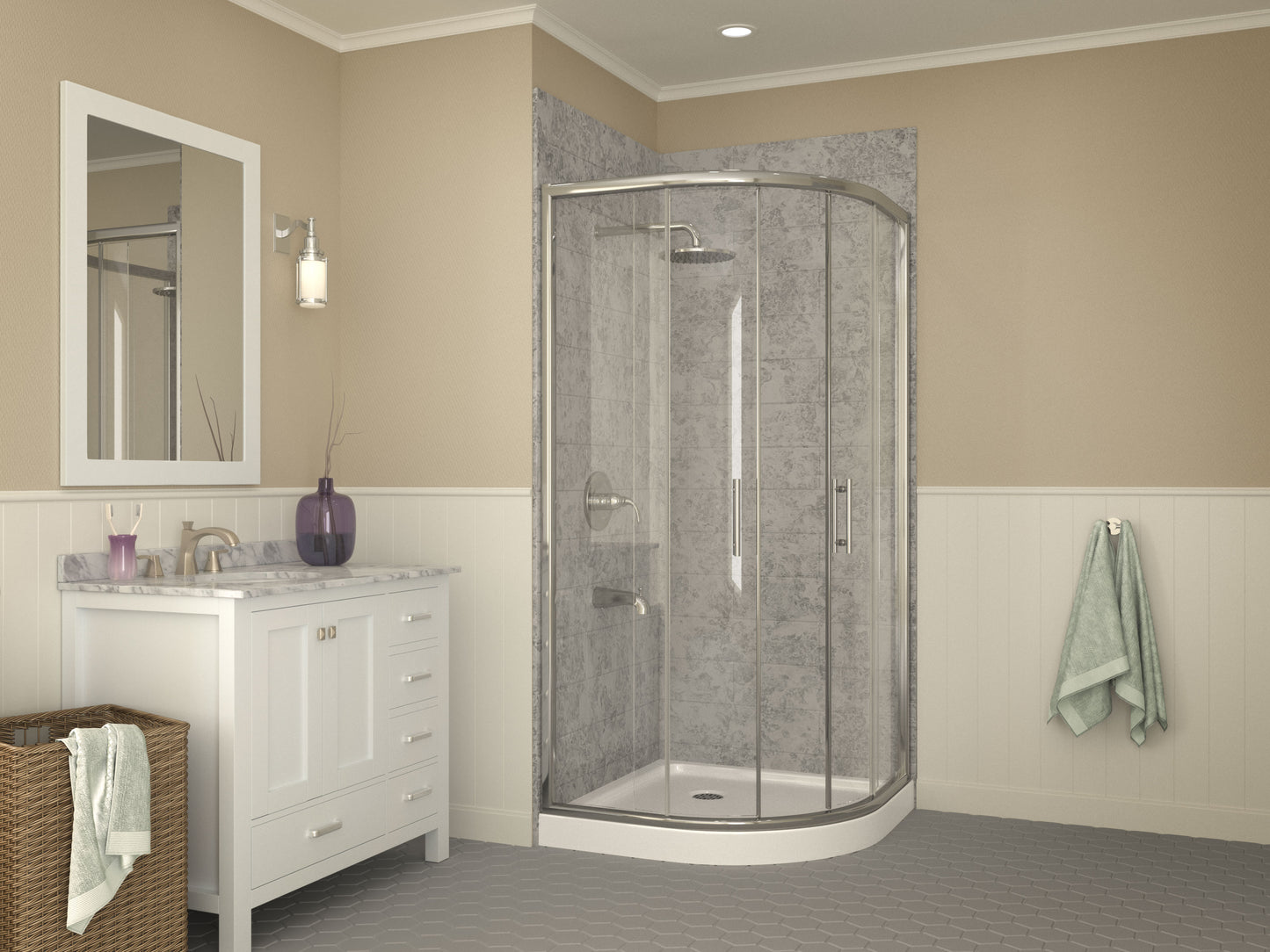 Pillar Series 36 in. x 36 in. Single Threshold Shower Base in White