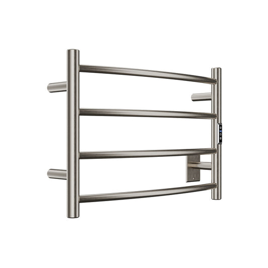 TW-AZ018BN - Glow Series 4-Bar Wall Mounted Electric Plug-In Bathroom Towel Warmer Rack in Brushed Nickel Finish Stainless Steel