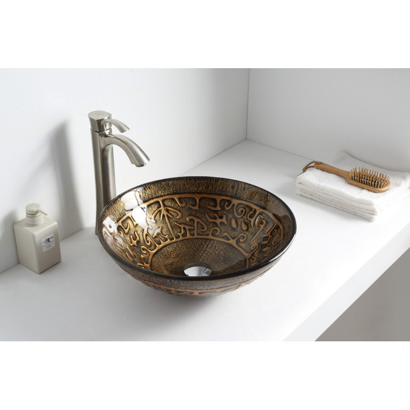 Alto Series Deco-Glass Vessel Sink in Lustrous Brown