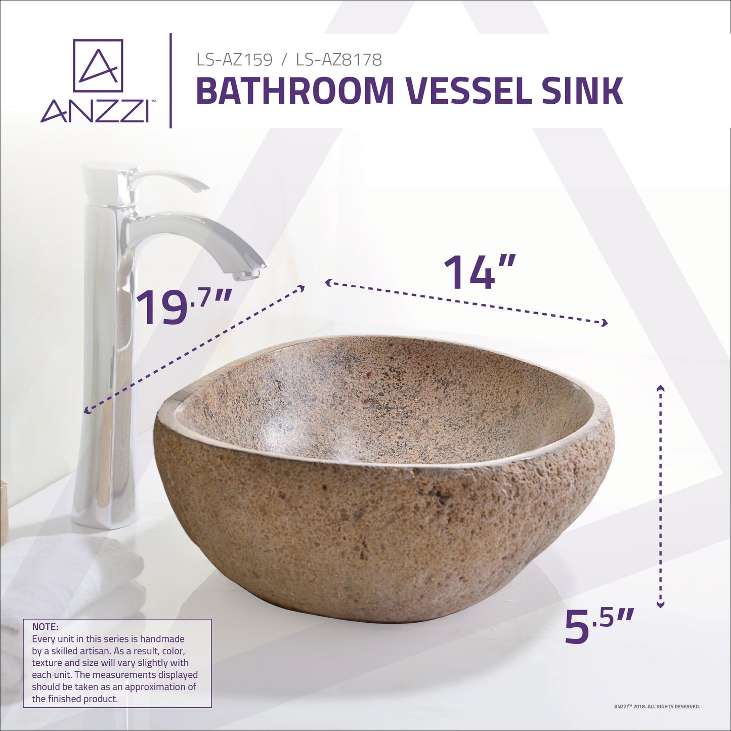 Chodola Vessel Sink in Yellow River Stone