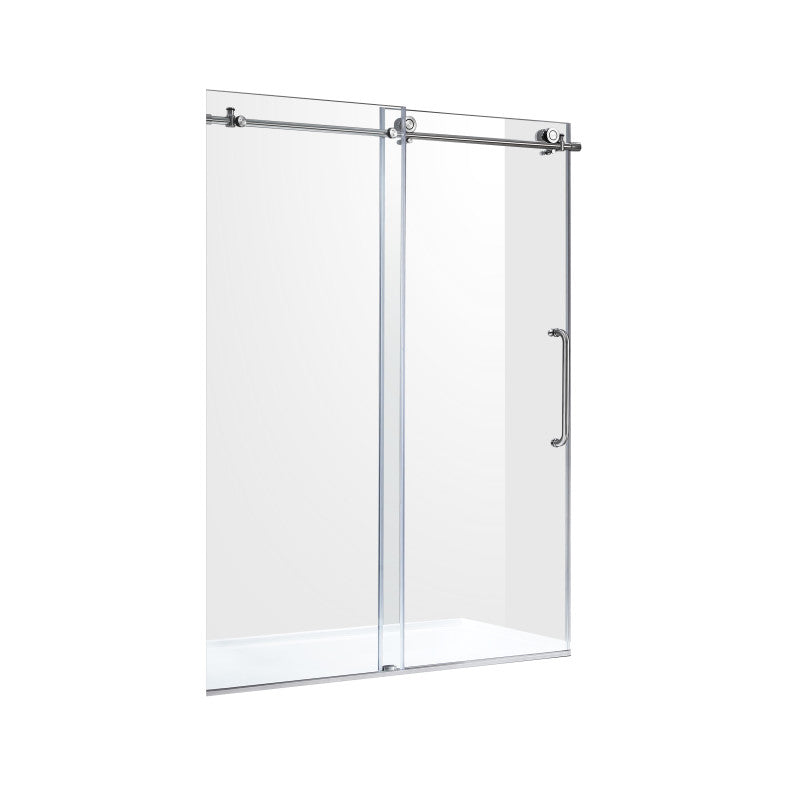 Madam Series 60 in. by 76 in. Frameless Sliding Shower Door in Brushed Nickel with Handle