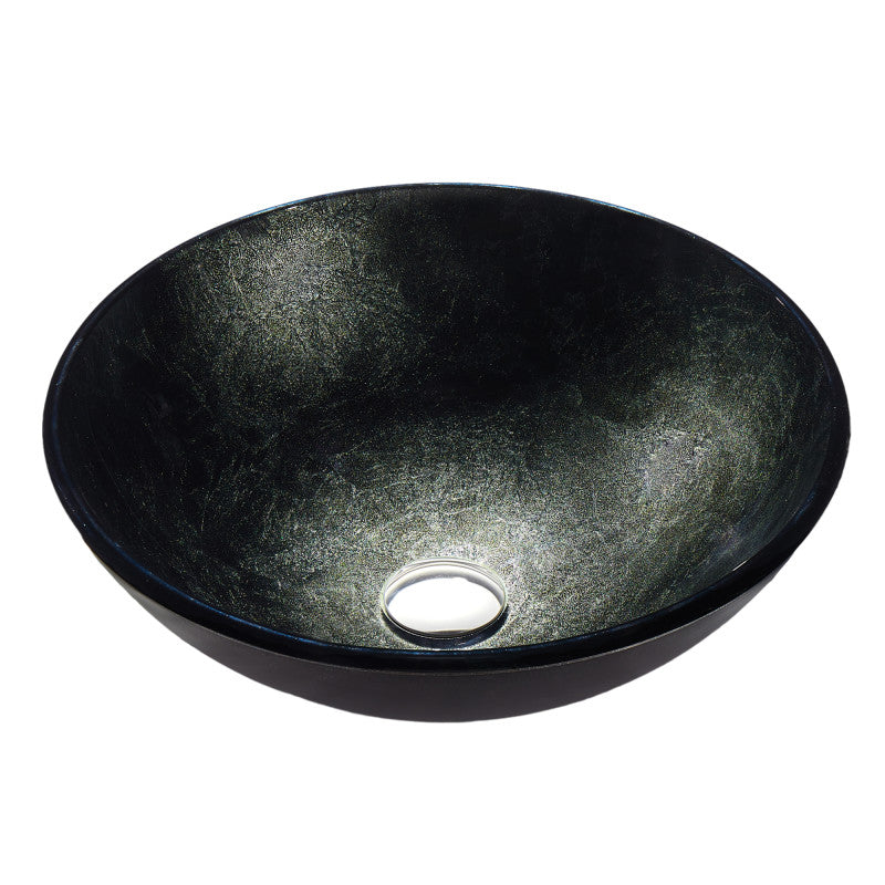 Amalfi Round Glass Vessel Bathroom Sink with Stellar Black Finish