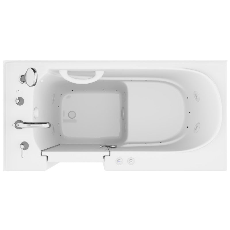 AZB2653LWD - Value Series 26 in. x 53 in. Left Drain Quick Fill Walk-In Whirlpool and Air Tub in White
