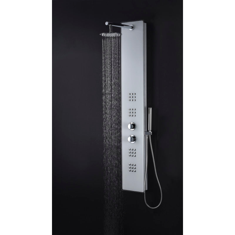 Veld Series 64 in. Full Body Shower Panel System with Heavy Rain Shower and Spray Wand in White