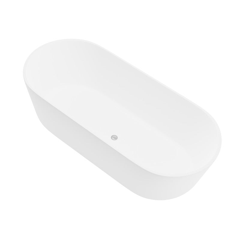 Sabbia Series 71 in. x 32 in. Flat Bottom Solid Surface Freestanding Soaking Bathtub with Center Drain in Matte White