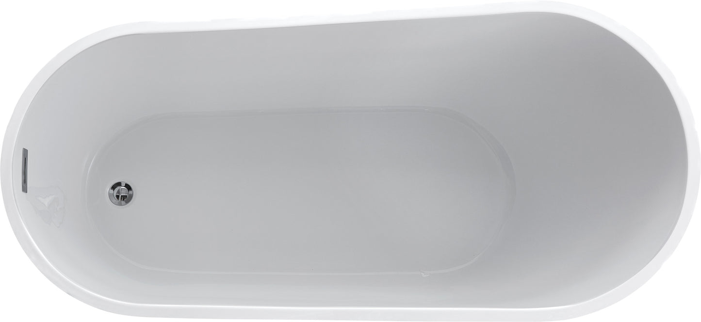 Trend Series 67 in. x 32 in. Flat Bottom Acrylic Freestanding Soaking Bathtub with Center Drain in Glossy White