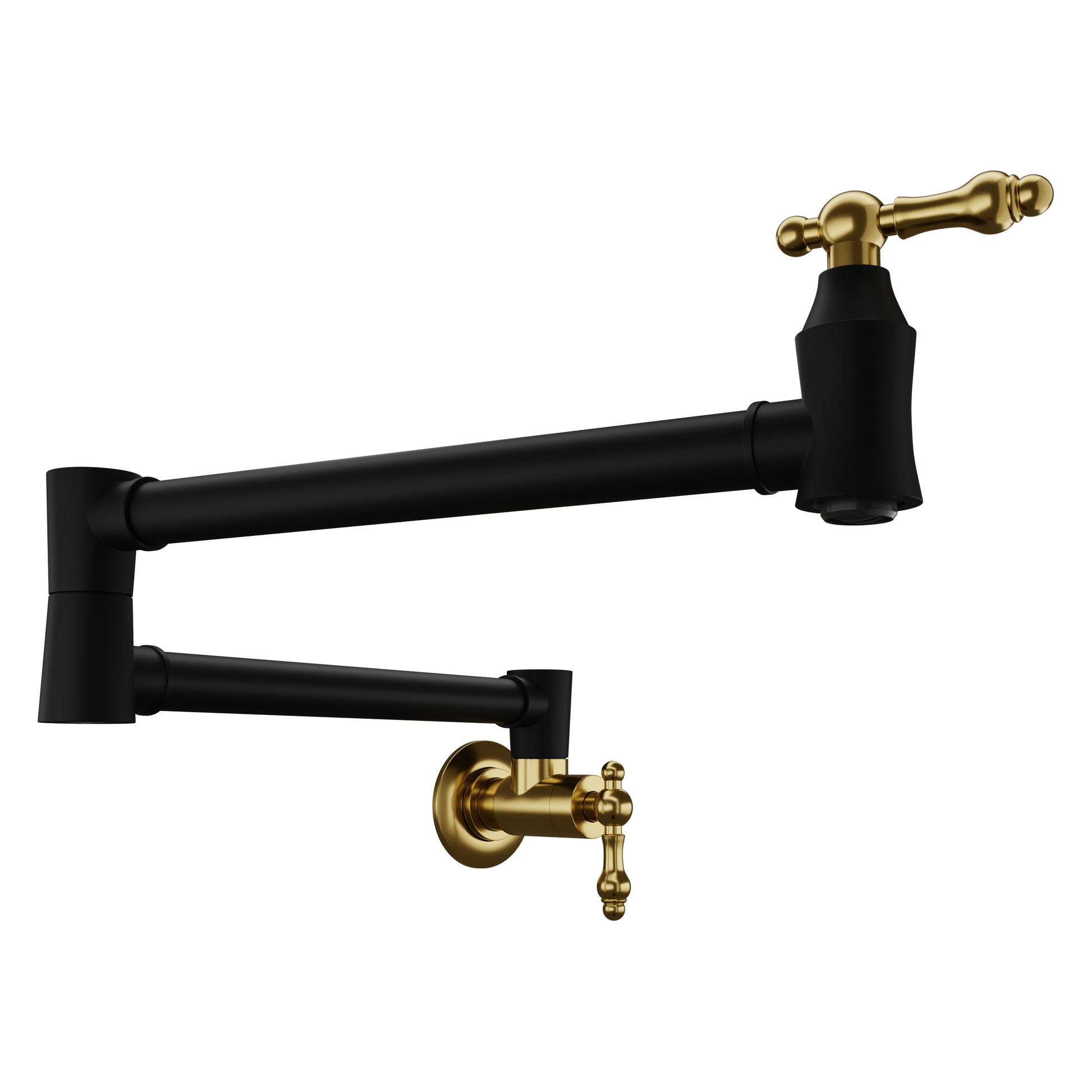 KF-AZ259MBBG - Marca 360-Degree 24" Wall Mounted Pot Filler with Dual Swivel in Matte Black and Brushed Gold