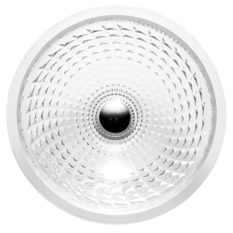 Diamante Round Clear Glass Vessel Bathroom Sink with Faceted Pattern