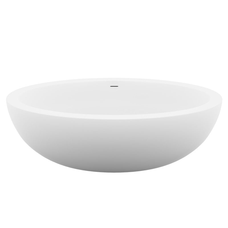 Lusso Series 76 in. x 41 in. Flat Bottom Solid Surface Freestanding Soaking Bathtub with Center Drain in Matte White