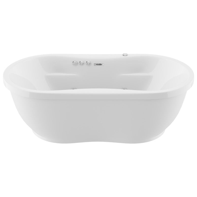 Lori Series 71 in. x 36 in. Acrylic Combination 53 Gallon Capacity Freestanding Bathtub with Center Drain in White