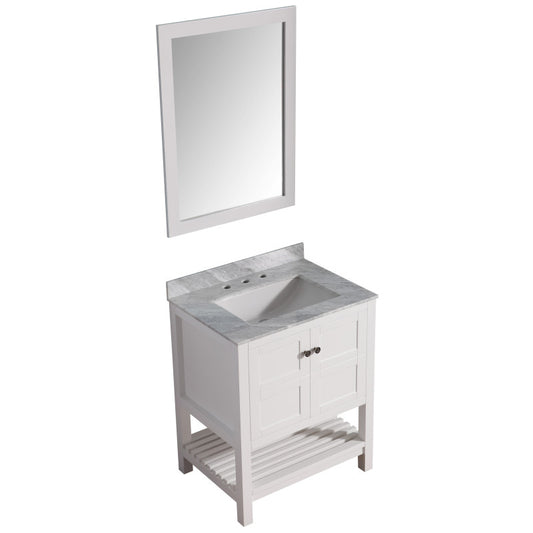 VT-MRCT1030-WH - Montaigne 30 in. W x 22 in. D Bathroom Vanity Set in White with Carrara Marble Top with White Sink