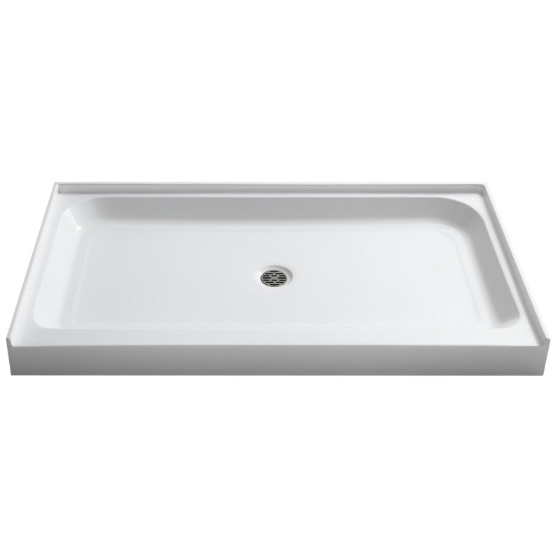 SB-AZ04CD - Tiers Base Series 36 in. L x 60 in. W Alcove Shower Shower Pan Base with Center Drain in Glossy White Marine Acrylic