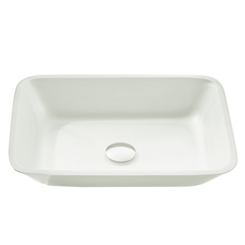 LS-AZ910 - Innovio Rectangle Glass Vessel Bathroom Sink with White Finish
