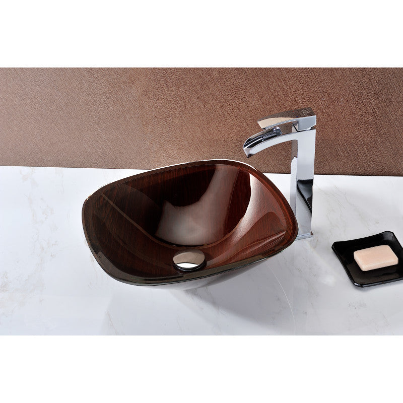 Cansa Series Deco-Glass Vessel Sink in Rich Timber