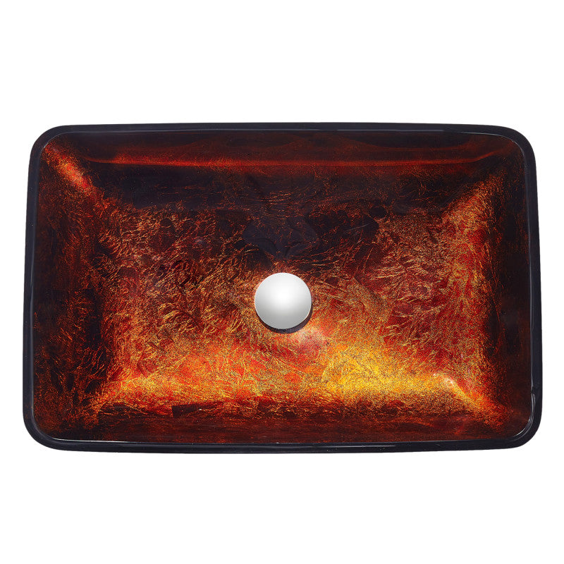 Paradiso Rectangle Glass Vessel Bathroom Sink with Celestial Bronze Finish