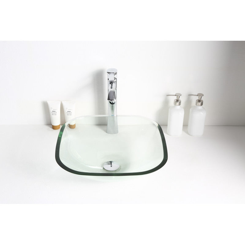 Story Series Deco-Glass Vessel Sink in Lustrous Clear