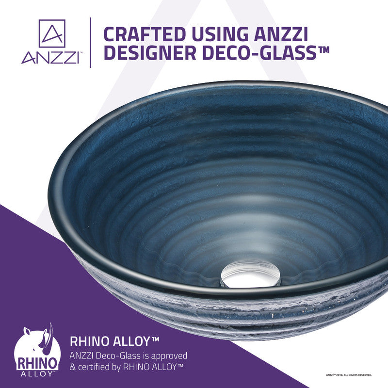 Tempo Series Deco-Glass Vessel Sink in Coiled Blue