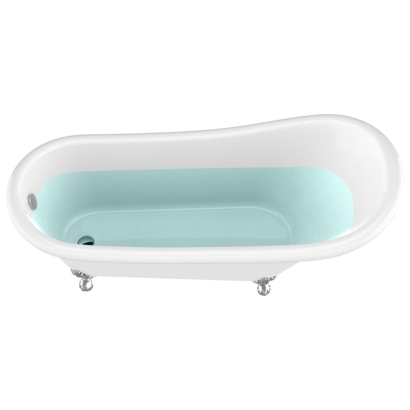 67.32” Diamante Slipper-Style Acrylic Claw Foot Tub in White