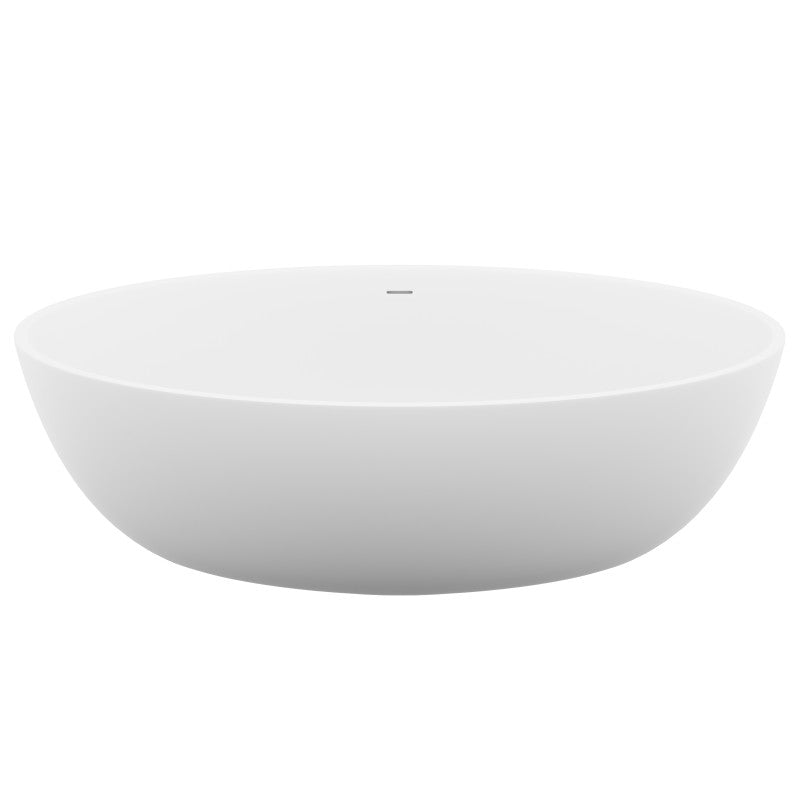 Cestino Series 67 in. x 36 in. Flat Bottom Solid Surface Freestanding Soaking Bathtub with Center Drain in Matte White