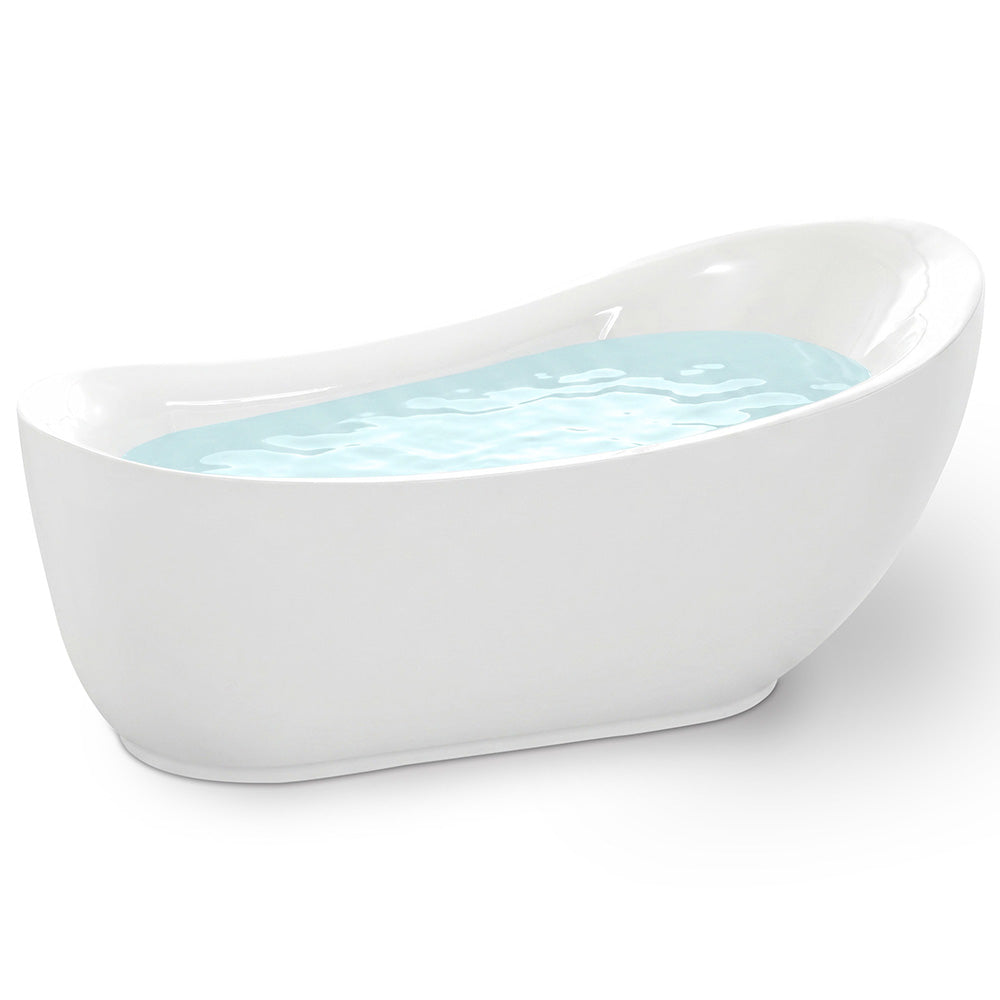 Talyah Series 71 in. x 35 in. Flat Bottom Acrylic Freestanding Soaking Bathtub with Center Drain in Glossy White