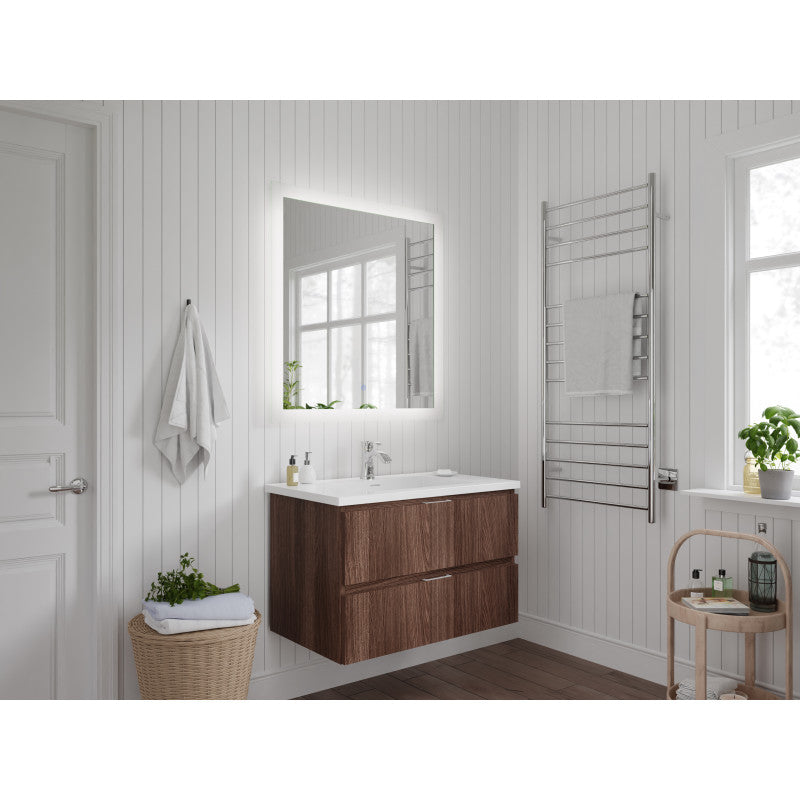 VT-MRCT30-DB - 30 in W x 20 in H x 18 in D Bath Vanity in Dark Brown with Cultured Marble Vanity Top in White with White Basin & Mirror
