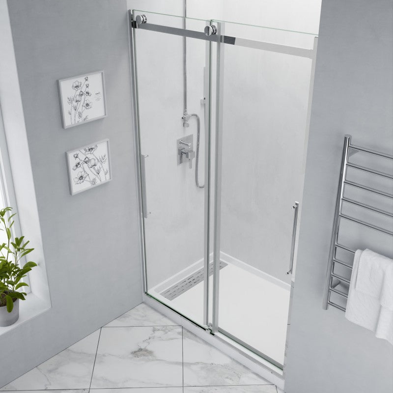 Stellar Series 48 in. x 76 in. Frameless Sliding Shower Door with Handle