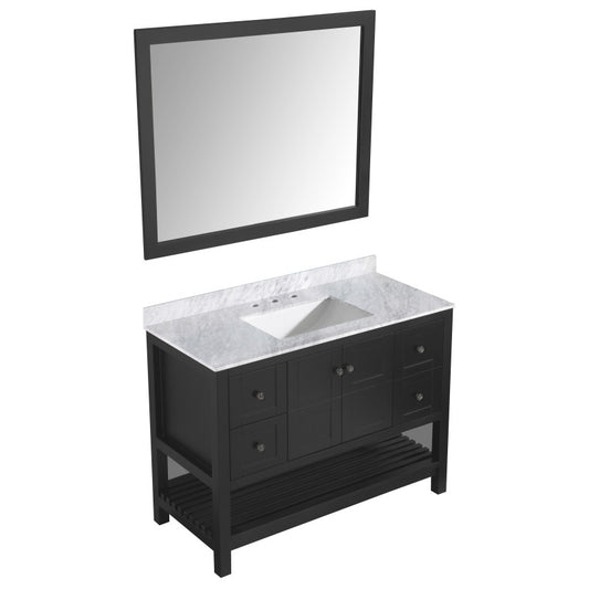 VT-MRCT1048-BK - Montaigne 48 in. W x 22 in. D Bathroom Bath Vanity Set in Black with Carrara Marble Top with White Sink