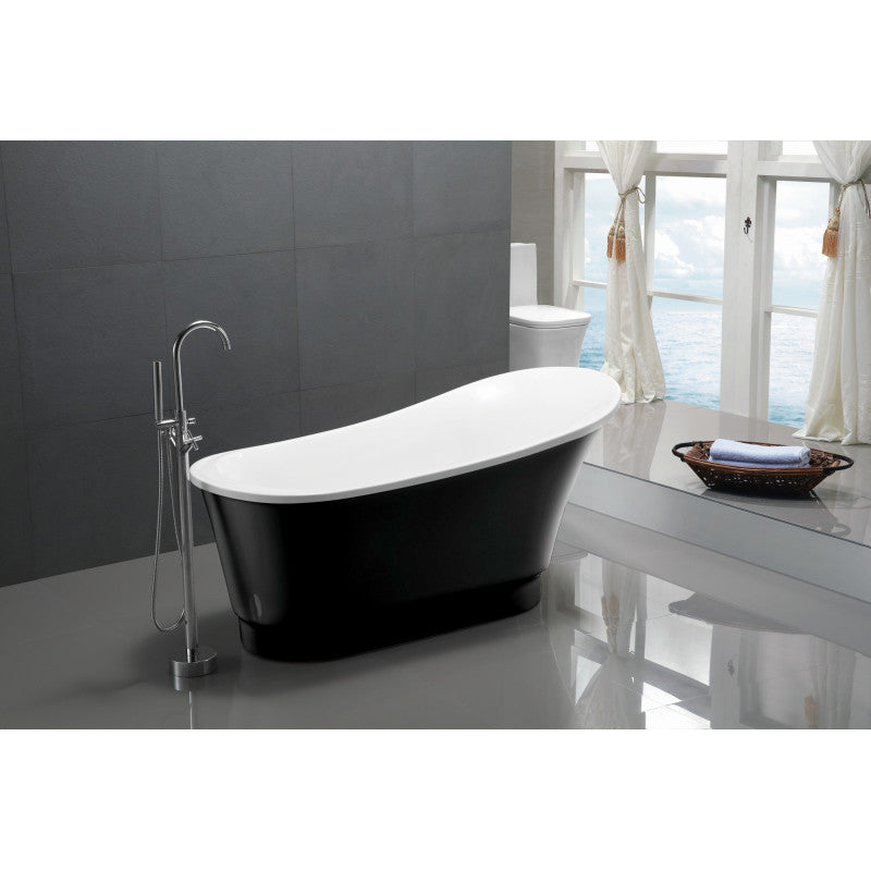FT-AZ095BK - Prima 67 in. Acrylic Flatbottom Non-Whirlpool Bathtub in Black