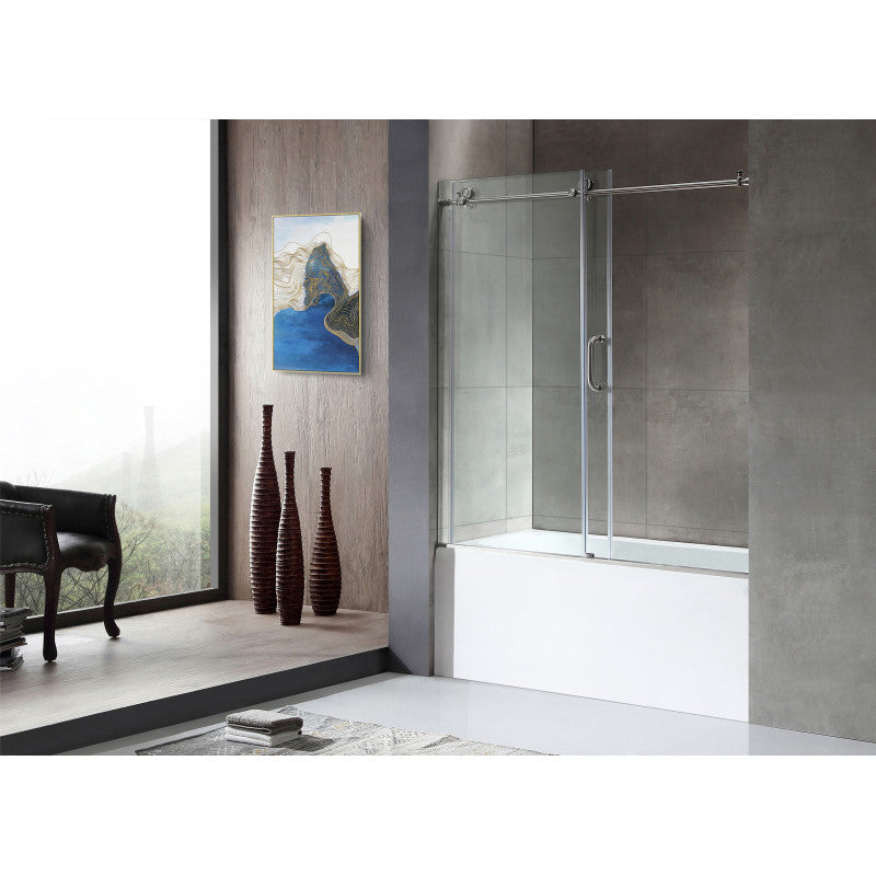 5 ft. Acrylic Rectangle Tub With 60 in. x 62 in. Frameless Sliding Tub Door