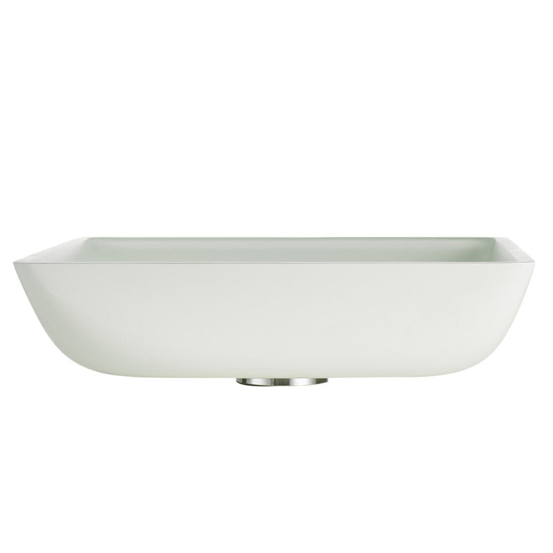 Solstice Square Glass Vessel Bathroom Sink with White Finish