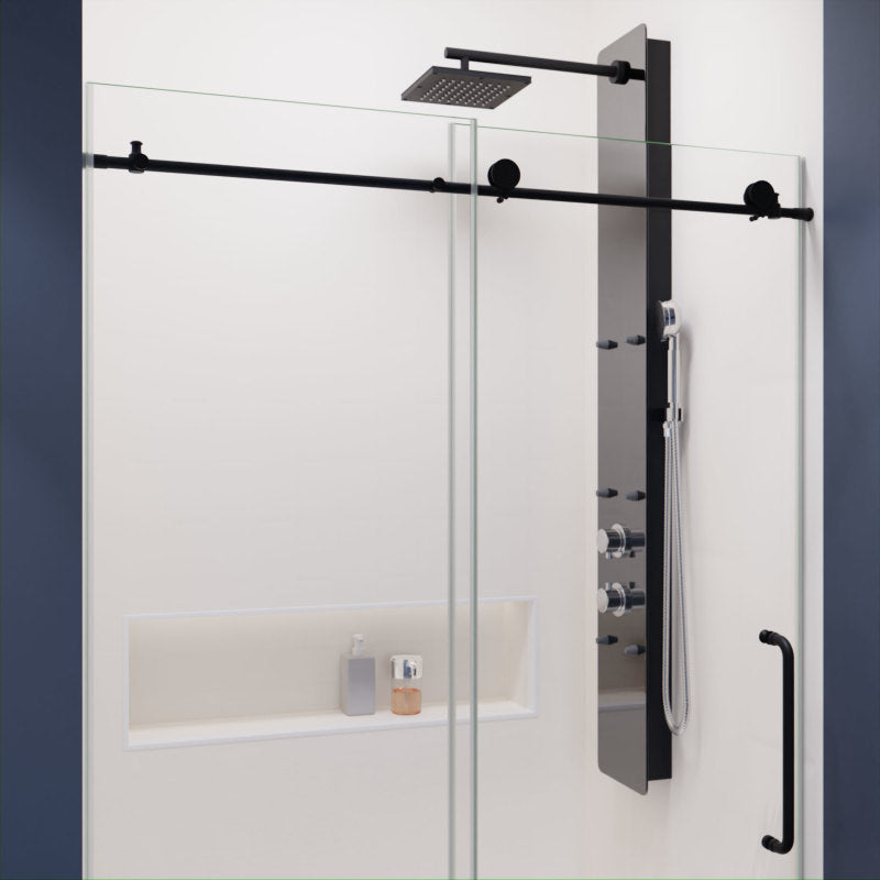 Leon Series 48 in. by 76 in. Frameless Sliding Shower Door with Handle