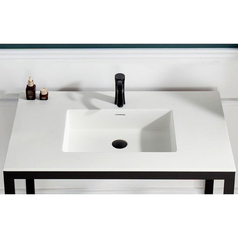 Orchard 36 in. Console Sink in Matte Black with Glossy White Counter Top