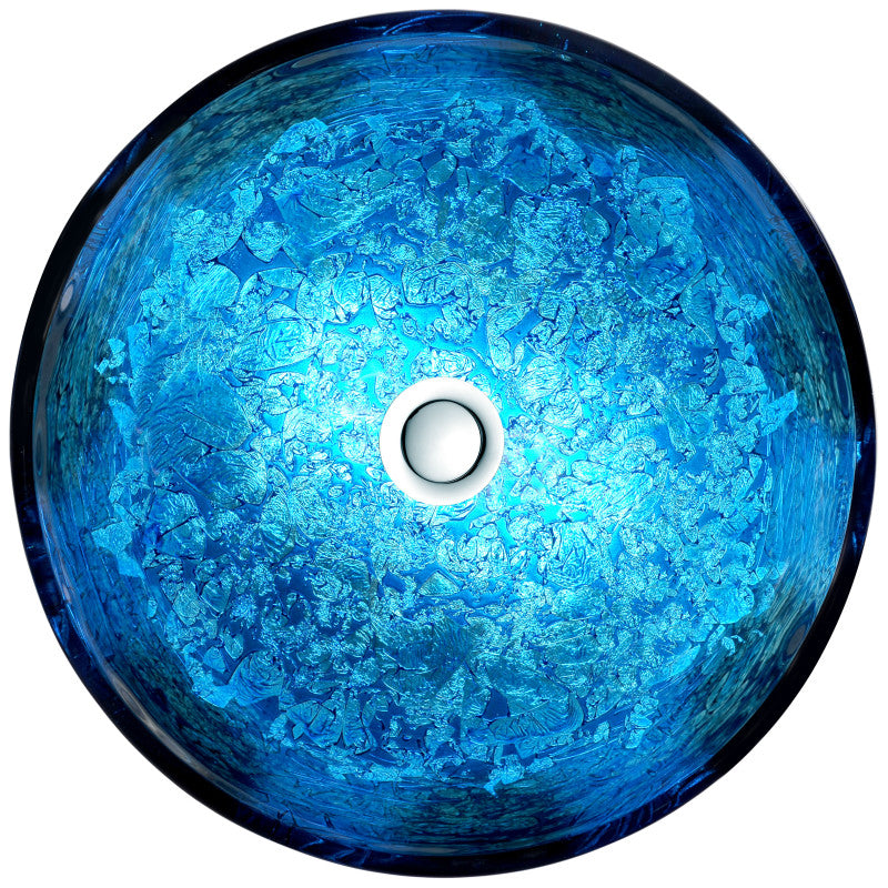 LS-AZ161 - Stellar Series Deco-Glass Vessel Sink in Blue Blaze