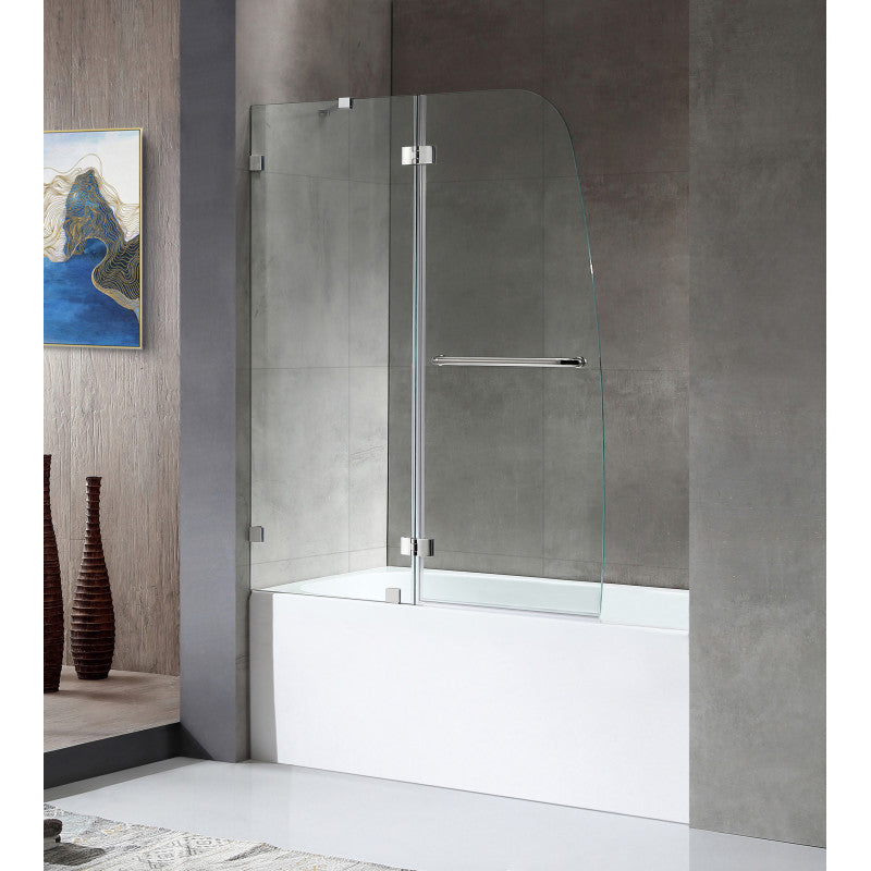 SD1101CH-3260L - 5 ft. Acrylic Left Drain Rectangle Tub in White With 48 in. by 58 in. Frameless Hinged Tub Door in Chrome