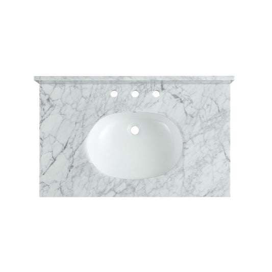 CS-CTRSS01WH - Verona 36 in. Carrara White Counter Top with Single Basin