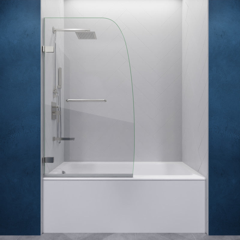 SD-AZ8074-01BN - Vensea Series 31.5 in. by 56 in. Frameless Hinged Tub Door in Brushed Nickel