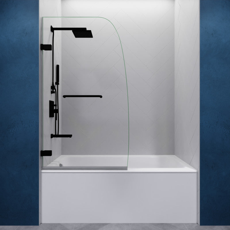 SD-AZ10-01MB - Grand Series 31.5 in. by 56 in. Frameless Hinged Tub Door in Matte Black
