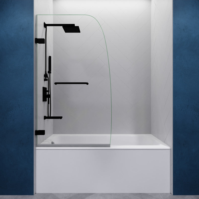 SD-AZ8074-01MB - Vensea Series 31.5 in. by 56 in. Frameless Hinged Tub Door in Matte Black