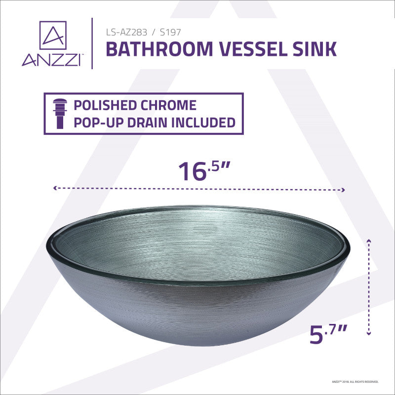 Deco-Glass Vessel Sink in Brushed Silver